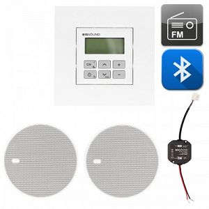 Uruchamianie światłem - Bluetooth + FM = Radio ścienne Eissound białe z głośnikami 15 cm