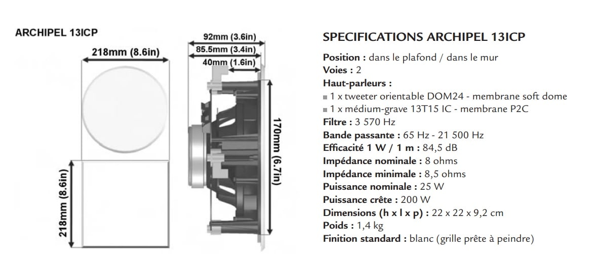 Cabasse Archipel 13 iCD specifications