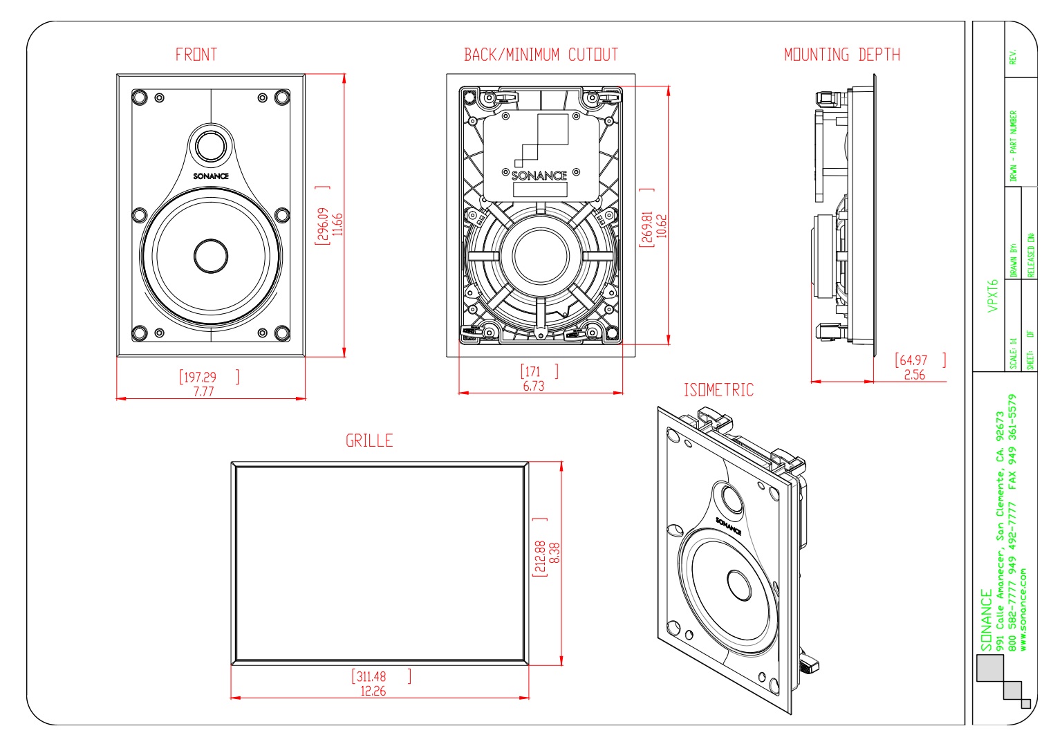 Sonance VPXT6 drawning