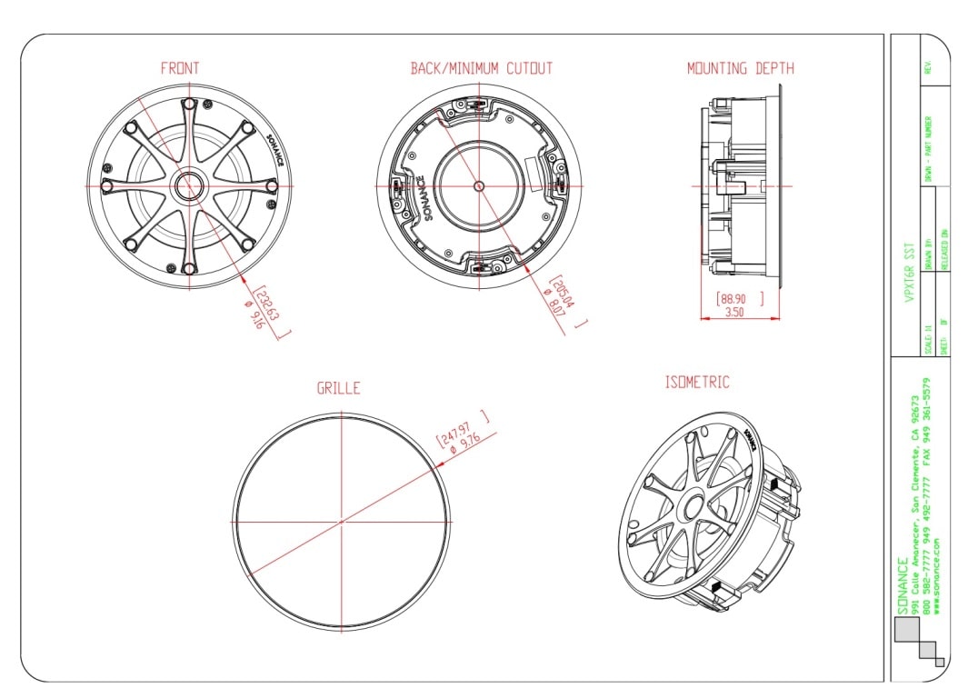 Sonance VPXT6R SST drawning