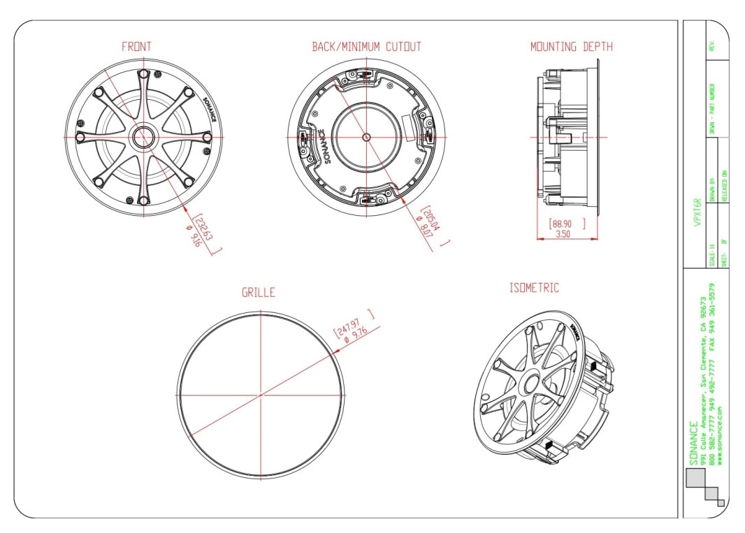 Sonance VPXT6R drawning