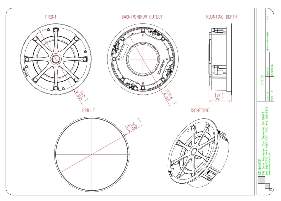 Sonance VPXT8R drawning