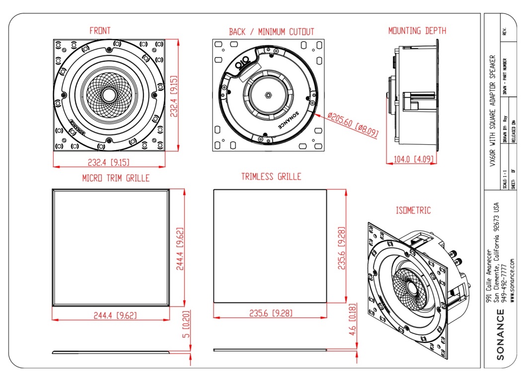 Sonance VX60R drawning