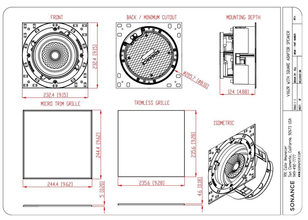 Sonance VX62R drawning